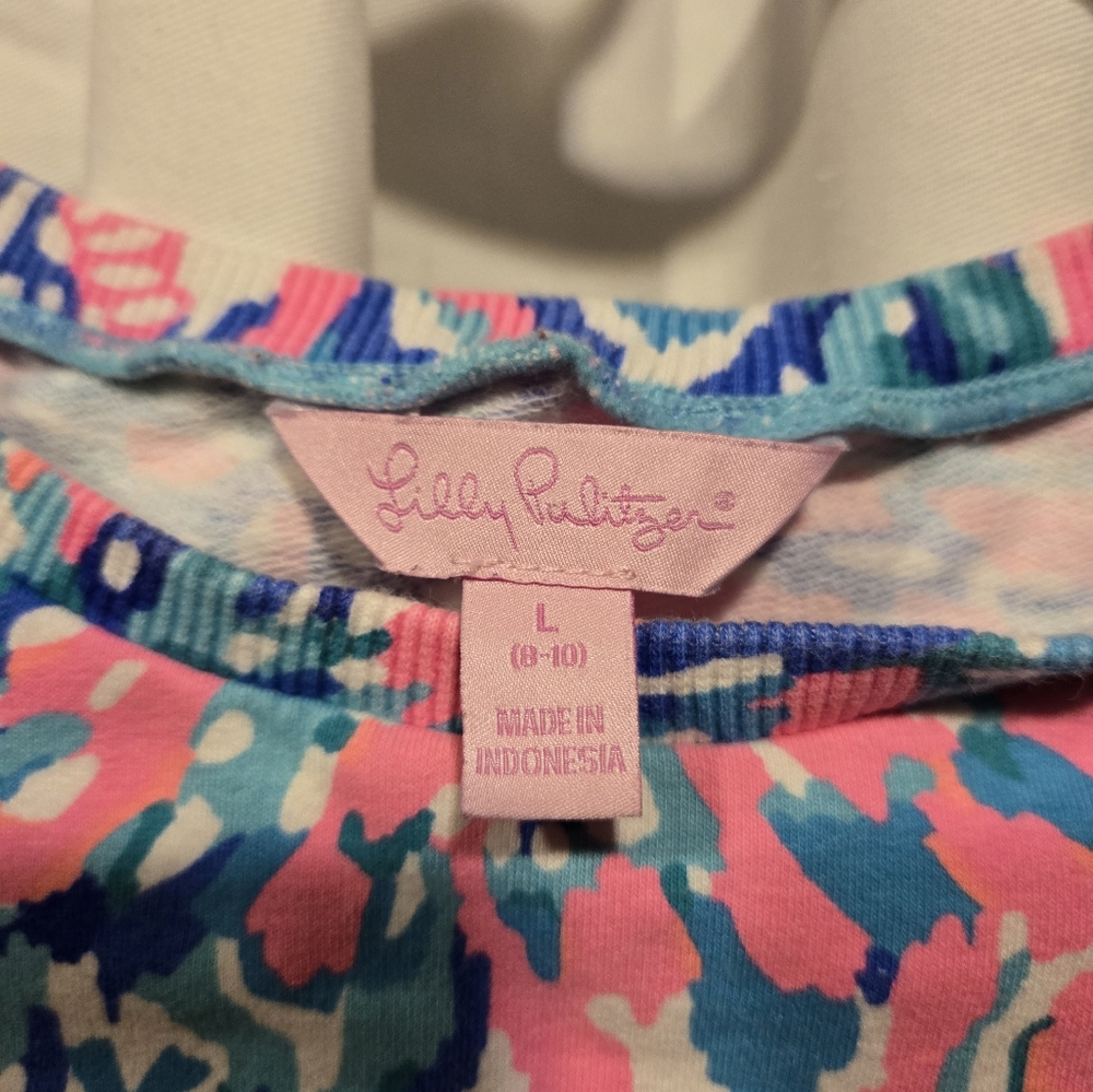 EUC Girl's Lily Pulitzer Pink/Blue/White Long Sleeve Top Size L (8-10) - Picture 3 of 12